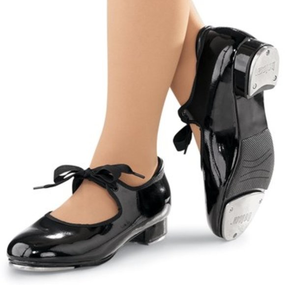 πHPπTap Dance Shoes Mary Jane Low-heel Girls Kids EUC Black Made in USA - Picture 2 of 11
